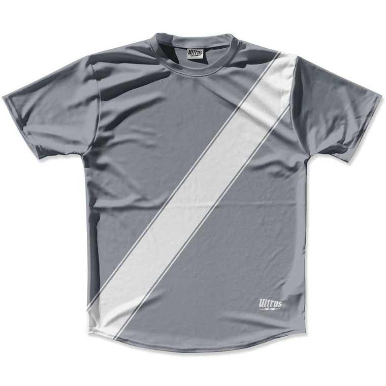 Dark Grey & White Sash Running Shirt Made in USA-Dark Grey & White