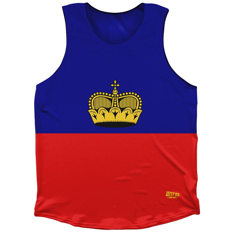 Liechtenstein Country Flag Athletic Tank Top Made in USA-Red Blue