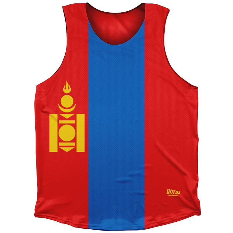 Mongolia Country Flag Athletic Tank Top Made in USA-Red Blue