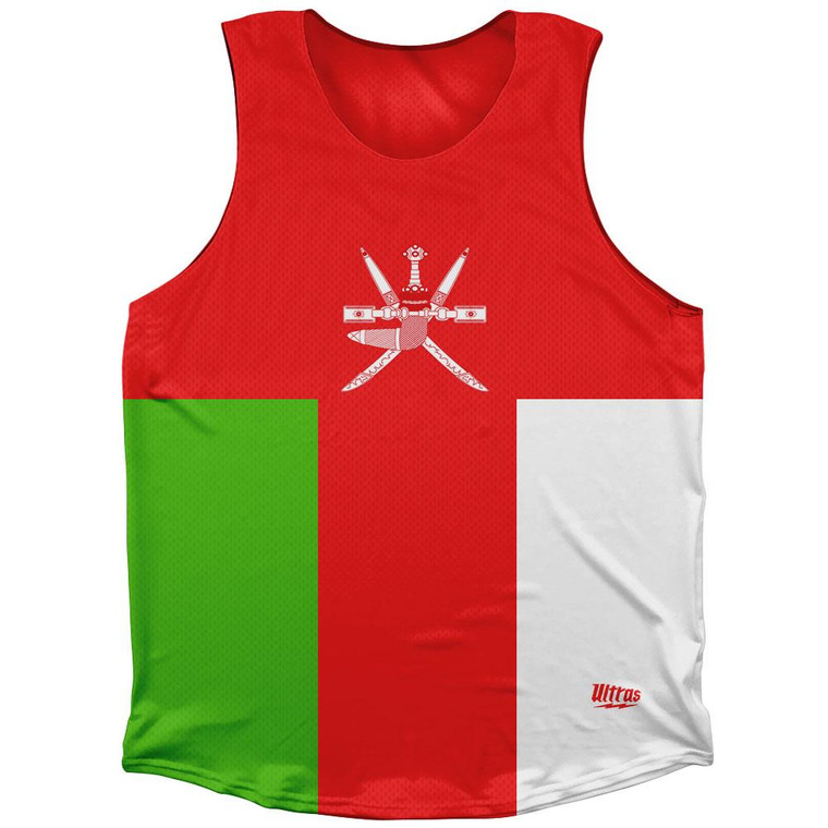 Oman Country Flag Athletic Tank Top Made in USA-Red White