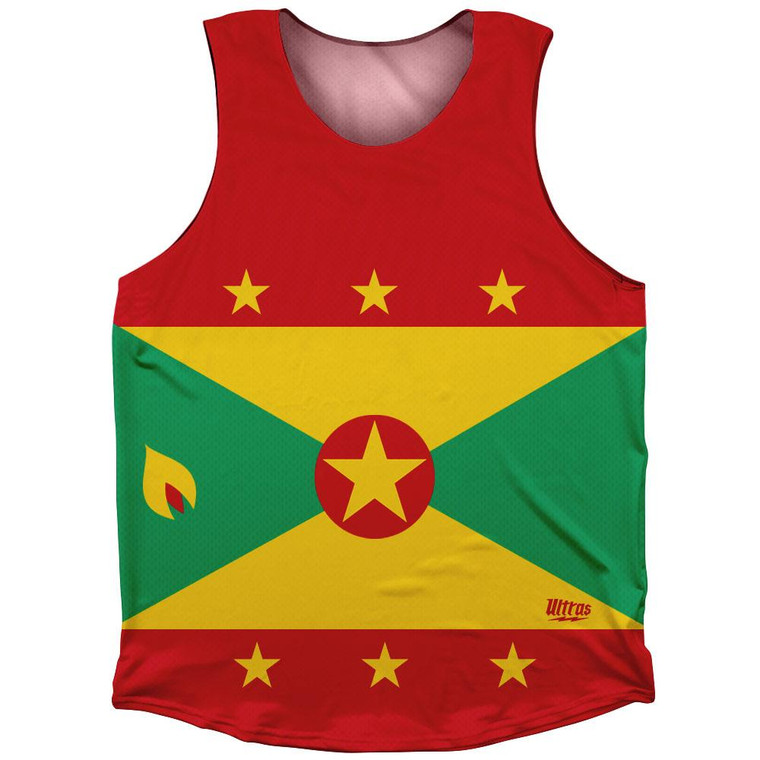 Grenada Country Flag Athletic Tank Top Made in USA - Red Yellow