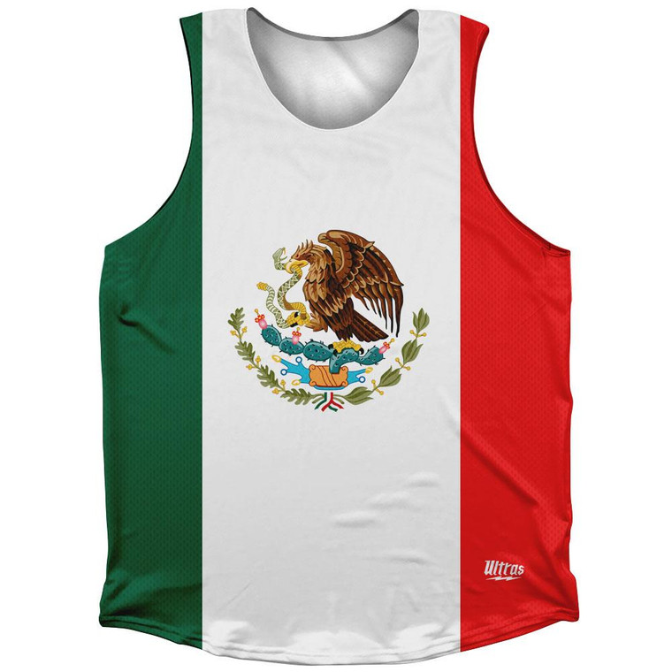 Mexico Country Flag Athletic Tank Top Made in USA - White Green