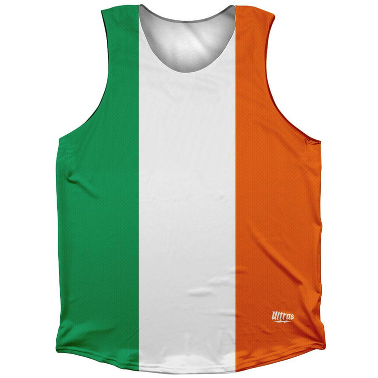 Ireland Country Flag Athletic Tank Top Made in USA - White Orange