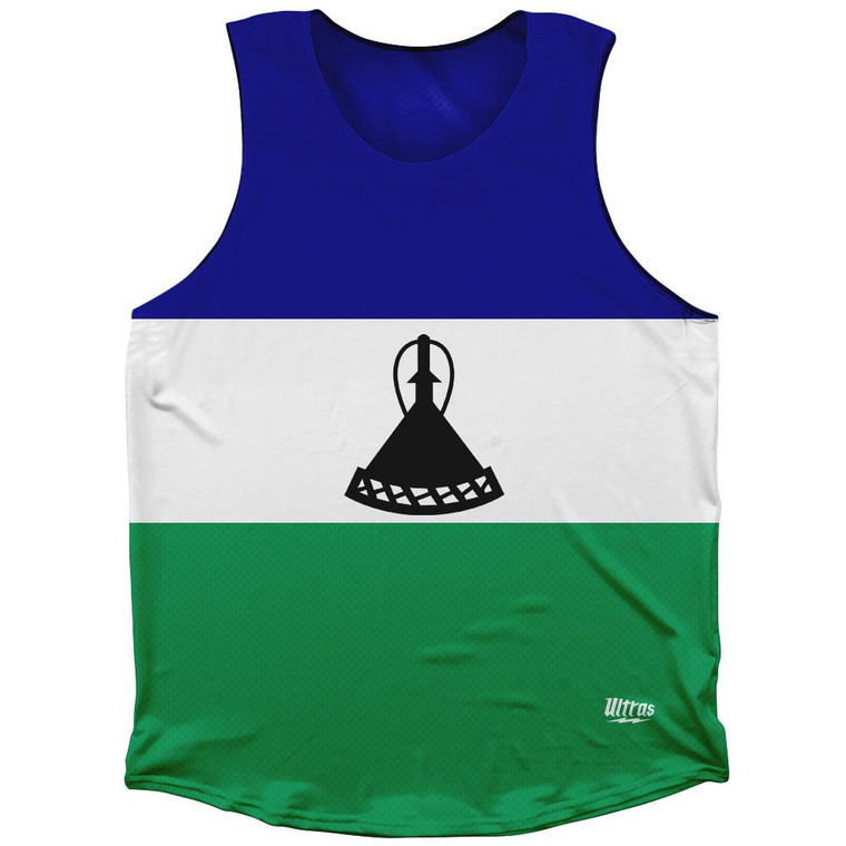 Lesotho Country Flag Athletic Tank Top Made in USA - Blue Green