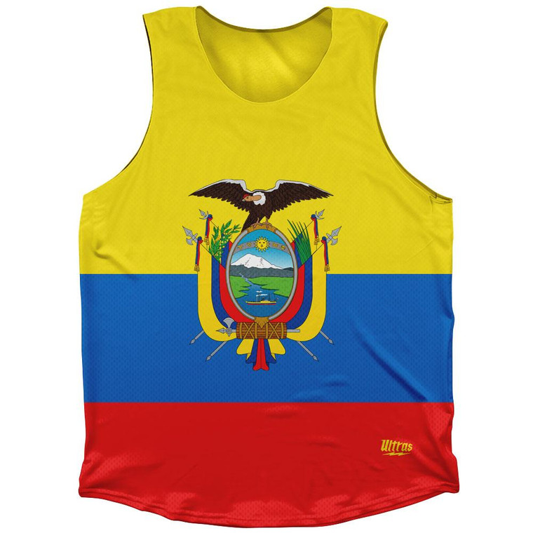 Ecuador Country Flag Athletic Tank Top Made in USA - White Red