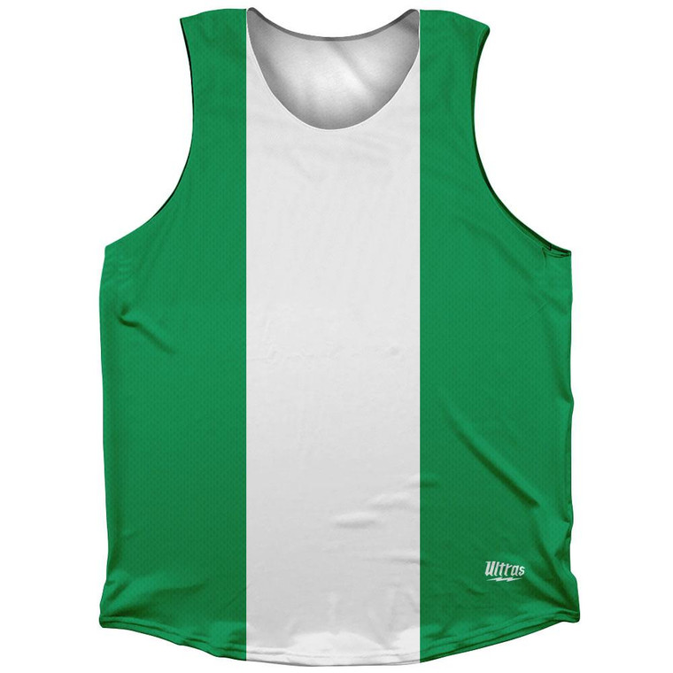 Nigeria Country Flag Athletic Tank Top Made in USA - White Blue