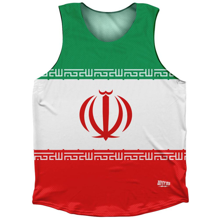 Iran Country Flag Athletic Tank Top Made in USA - Greem White