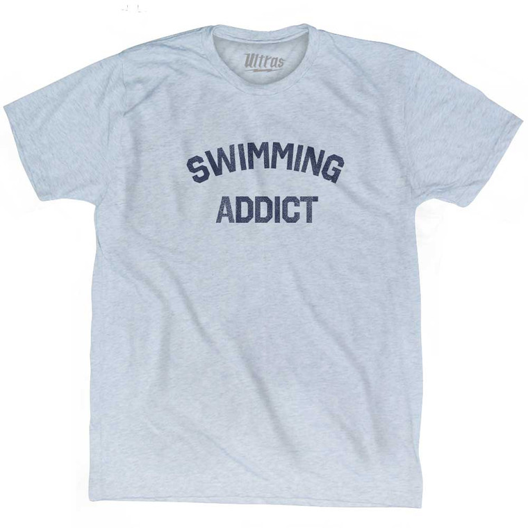 Swimming Addict Adult Tri-Blend T-shirt-Athletic White