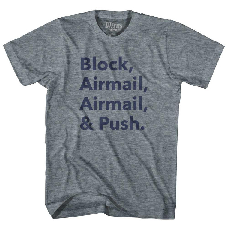 Cornhole Game Plan Block Airmail Airmail Push Womens Tri-Blend Junior Cut T-Shirt - Athletic Grey