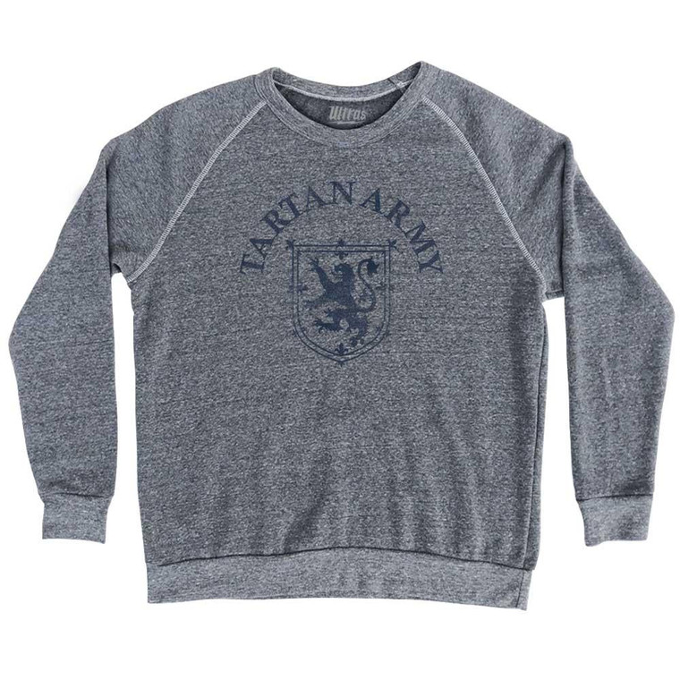 Scotland Lion Crest Tartan Army Soccer Adult Tri-Blend Sweatshirt - Athletic Grey