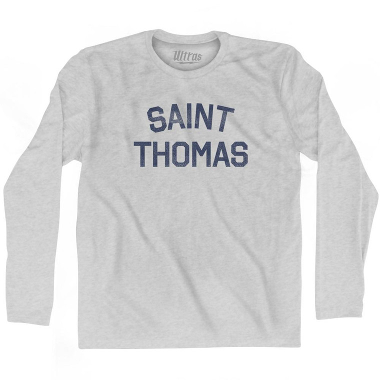 Saint Thomas Adult Cotton Long Sleeve T-Shirt - Grey Heather