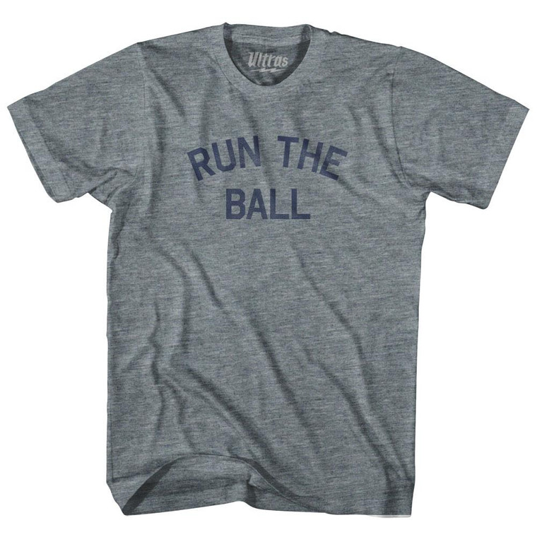 Run The Ball Womens Tri-Blend Junior Cut T-Shirt - Athletic Grey