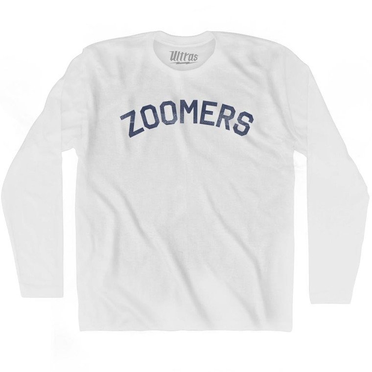 Zoomers Adult Cotton Long Sleeve T-Shirt-White