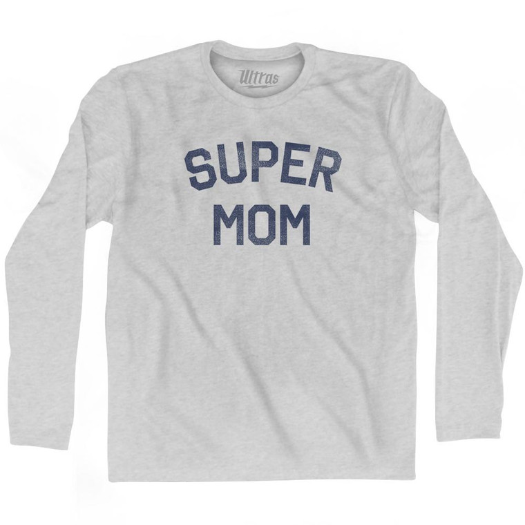 Super Mom Adult Cotton Long Sleeve T-Shirt - Grey Heather