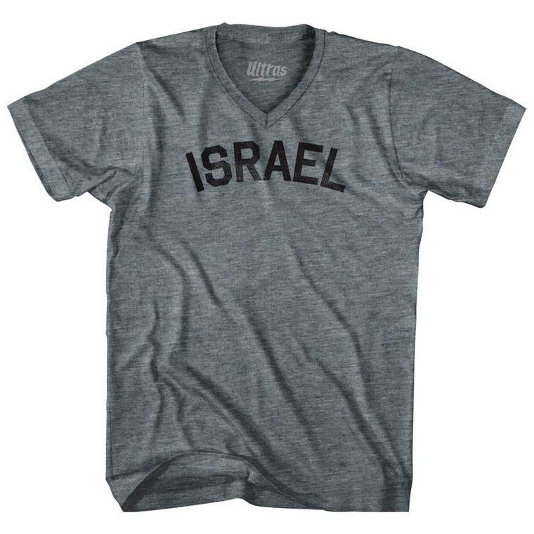 Israel Adult Tri-Blend V-neck T-shirt - Athletic Grey