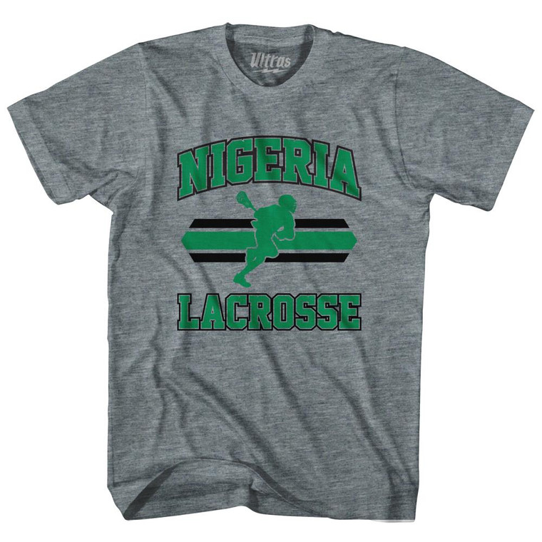 Nigeria 90's Lacrosse Team Tri-Blend Adult T-shirt - Athletic Grey