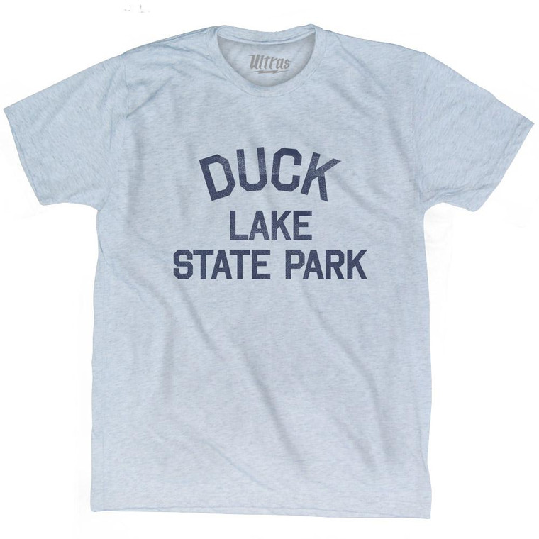 Michigan Duck Lake State Park Adult Tri-Blend Vintage T-shirt-Athletic White