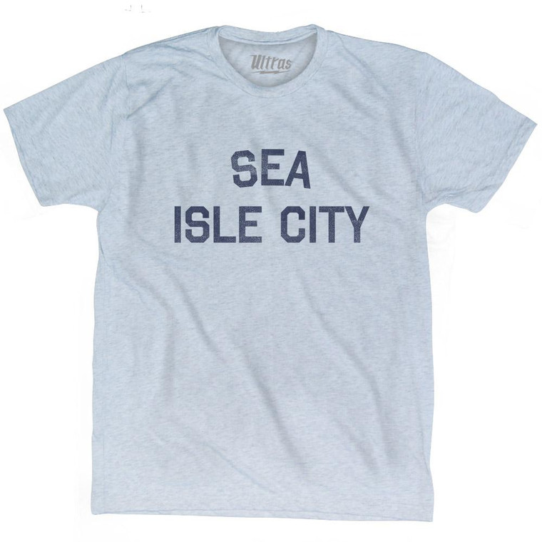New Jersey Sea Isle City Adult Tri-Blend Vintage T-shirt - Athletic White