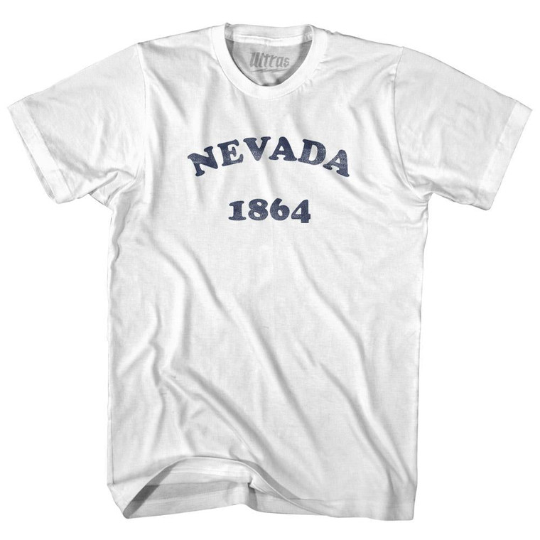 Nevada State 1864 Adult Cotton Vintage T-shirt - White