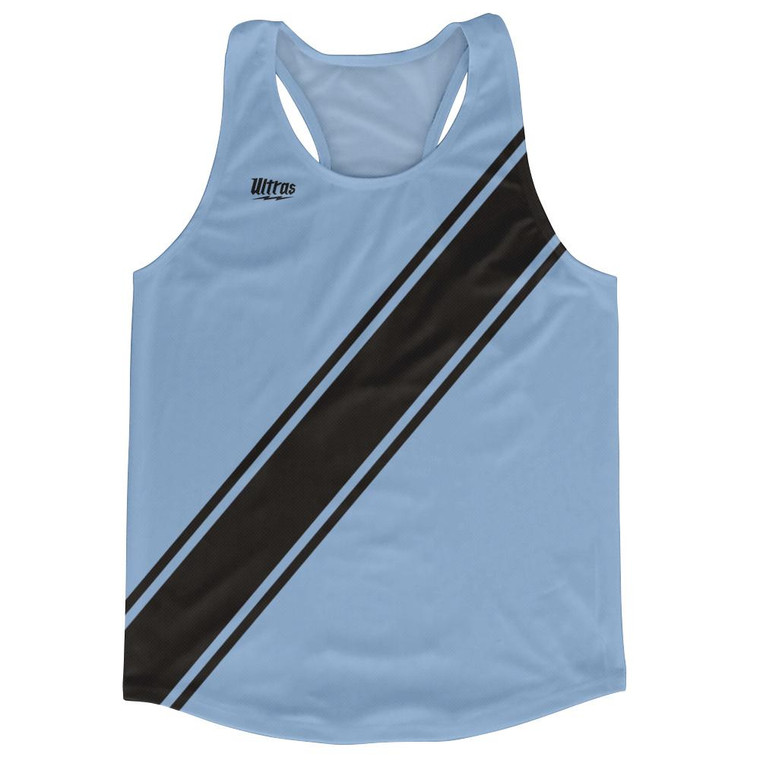 Black & Carolina Blue Sash Running Tank Top Racerback Track & Cross Country Singlet Jersey Made In USA Carolina Blue & Black