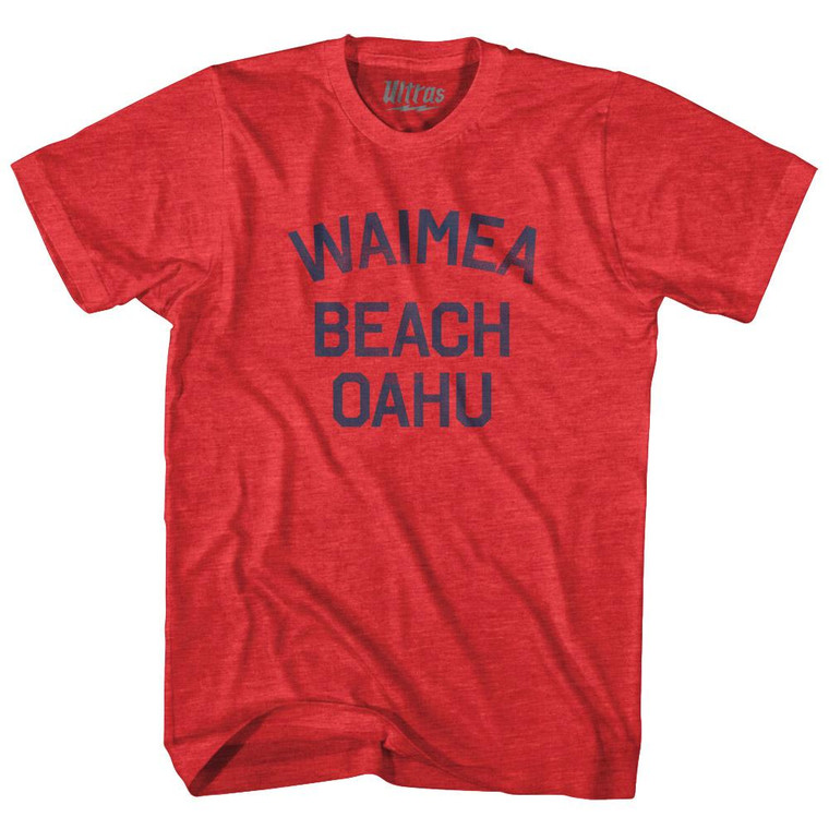Hawaii Waimea Beach Oahu Adult Tri-Blend Vintage T-shirt - Heather Red