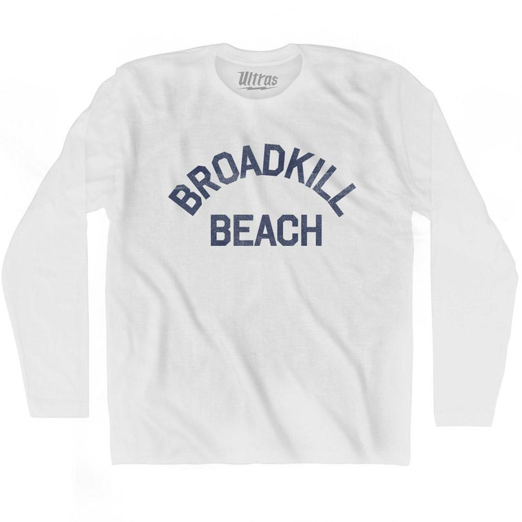 Delaware Broadkill Beach Adult Cotton Long Sleeve Vintage T-shirt - White