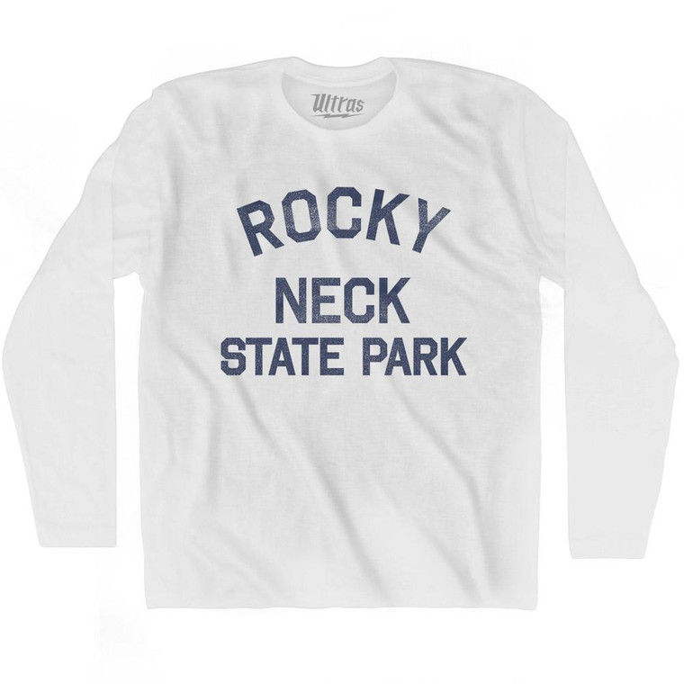 Connecticut Rocky Neck State Park Adult Cotton Long Sleeve Vintage T-shirt - White