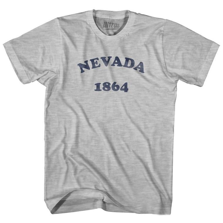 Nevada State 1864 Adult Cotton Vintage T-shirt - Grey Heather