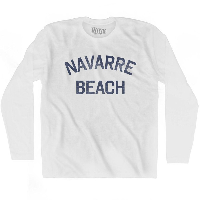 Florida Navarre Beach Adult Cotton Long Sleeve Vintage T-shirt-White