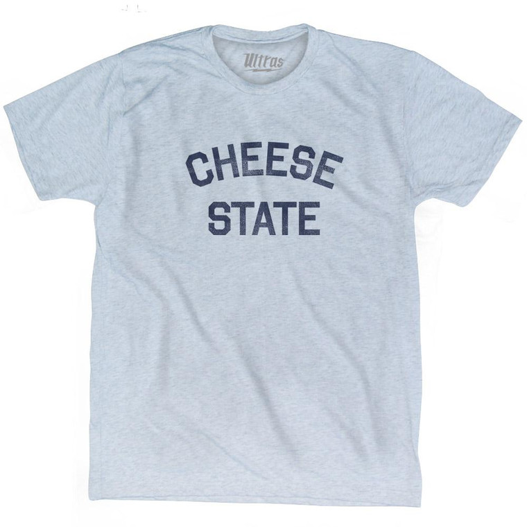 Wisconsin Cheese State Nickname Adult Tri-Blend T-shirt - Athletic White