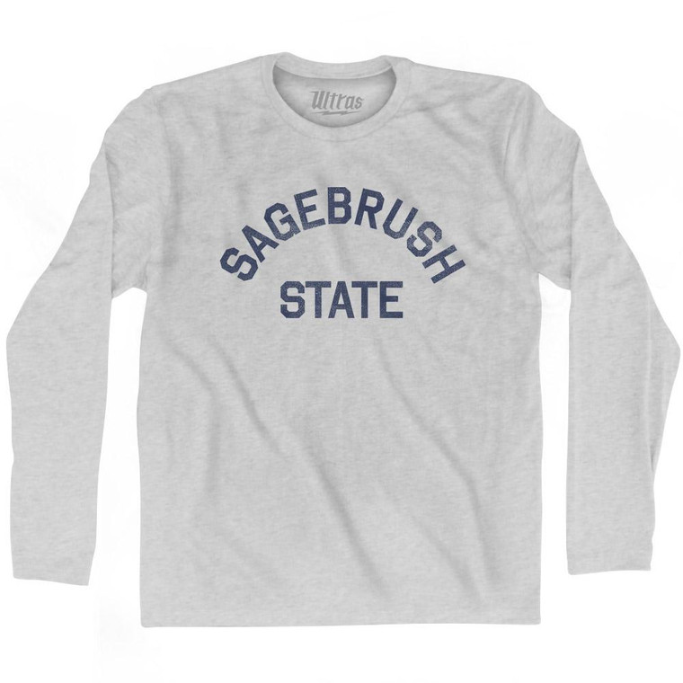 Nevada Sagebrush State Nickname Adult Cotton Long Sleeve T-shirt-Grey Heather