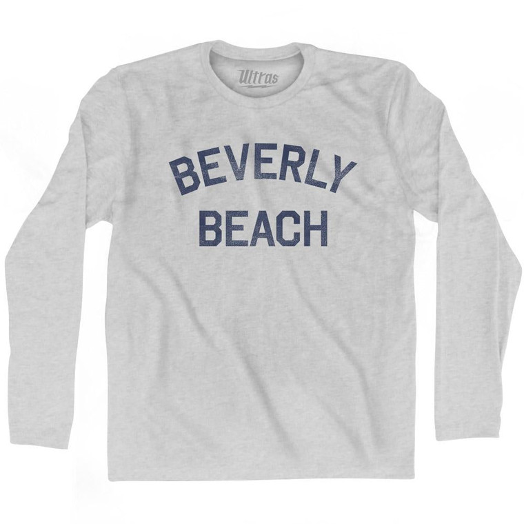 Florida Beverly Beach Adult Cotton Long Sleeve Vintage T-shirt - Grey Heather