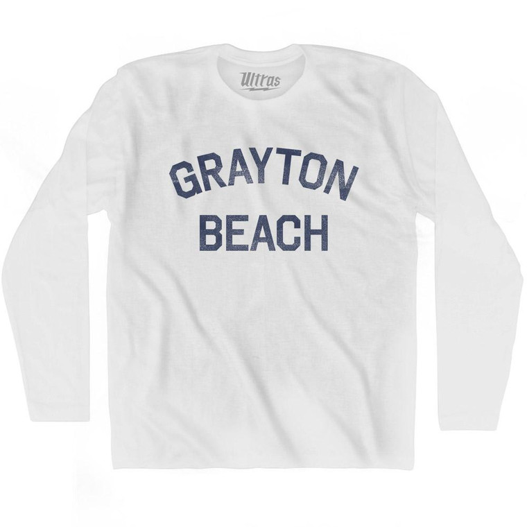 Florida Grayton Beach Adult Cotton Long Sleeve Vintage T-shirt - White