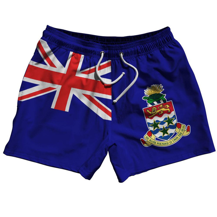 Cayman Islands Country Flag 5" Swim Shorts Made in USA - Red Blue White