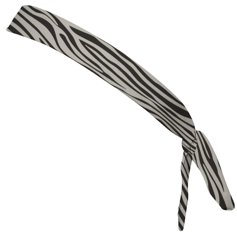 Zebra Cool Grey & Black Elastic Tie Running Fitness Skinny Headbands Made In USA-Grey Black