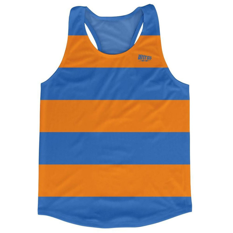Royal & Orange Striped Running Tank Top Racerback Track and Cross Country Singlet Jersey Made In USA - Royal & Orange