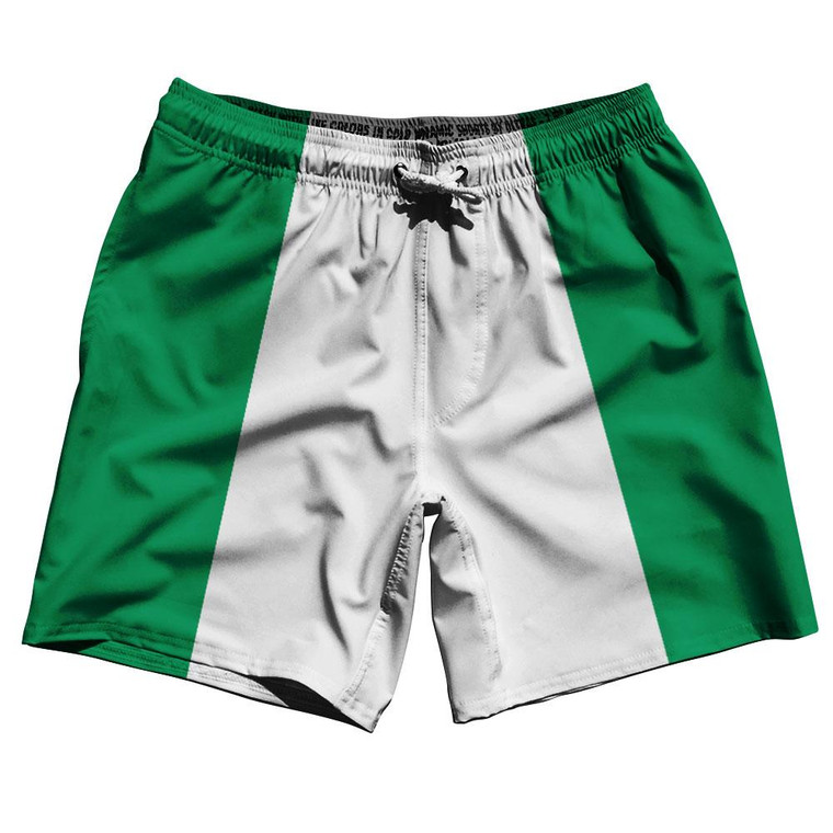 Nigeria Country Flag 7.5" Swim Shorts Made in USA - Green White