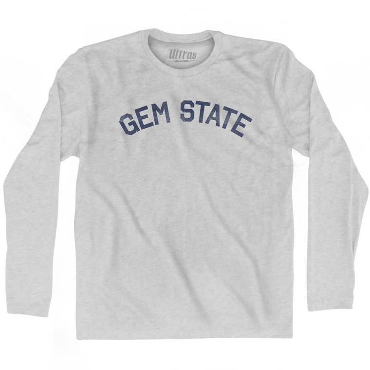Idaho Gem State Nickname Adult Cotton Long Sleeve T-shirt - Grey Heather