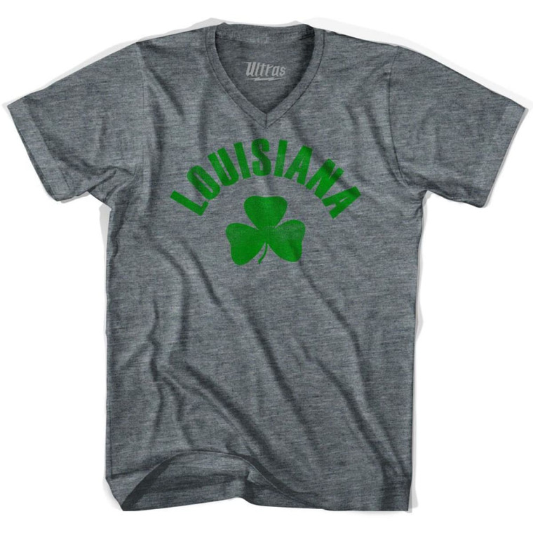 Louisiana State Shamrock Tri-Blend V-neck Junior Cut Womens T-shirt - Athletic Grey