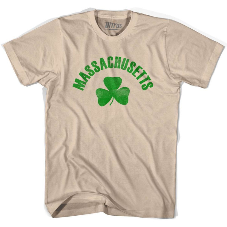 Massachusetts State Shamrock Cotton T-shirt - Creme