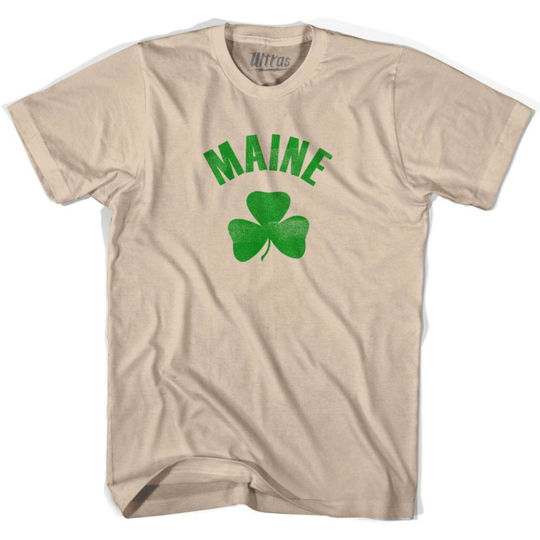 Maine State Shamrock Cotton T-shirt-Creme