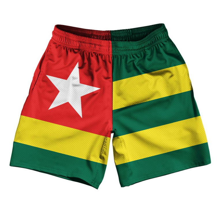 Togo Country Flag Athletic Running Fitness Exercise Shorts 7" Inseam Made In USA - Green Yellow