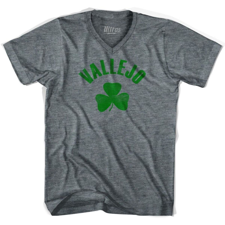 Vallejo Shamrock Tri-Blend V-neck Junior Cut Womens T-shirt - Athletic Grey