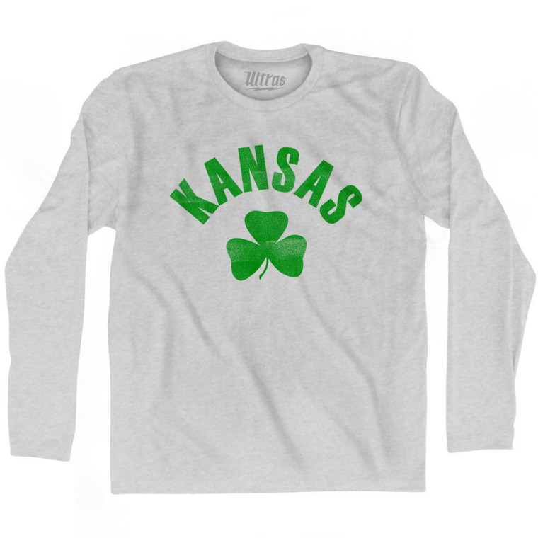 Kansas State Shamrock Cotton Long Sleeve T-shirt-Grey Heather
