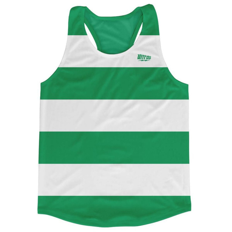 Kelly Green & White Striped Running Tank Top Racerback Track and Cross Country Singlet Jersey Made In USA - Kelly Green & White