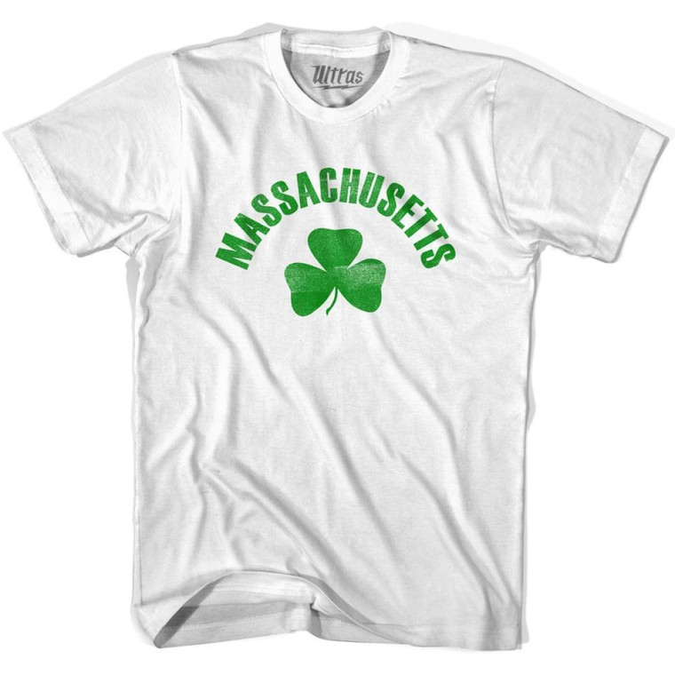 Massachusetts State Shamrock Youth Cotton T-shirt - White