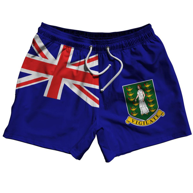 British Virgin Islands Country Flag 5" Swim Shorts Made in USA - Yellow Green