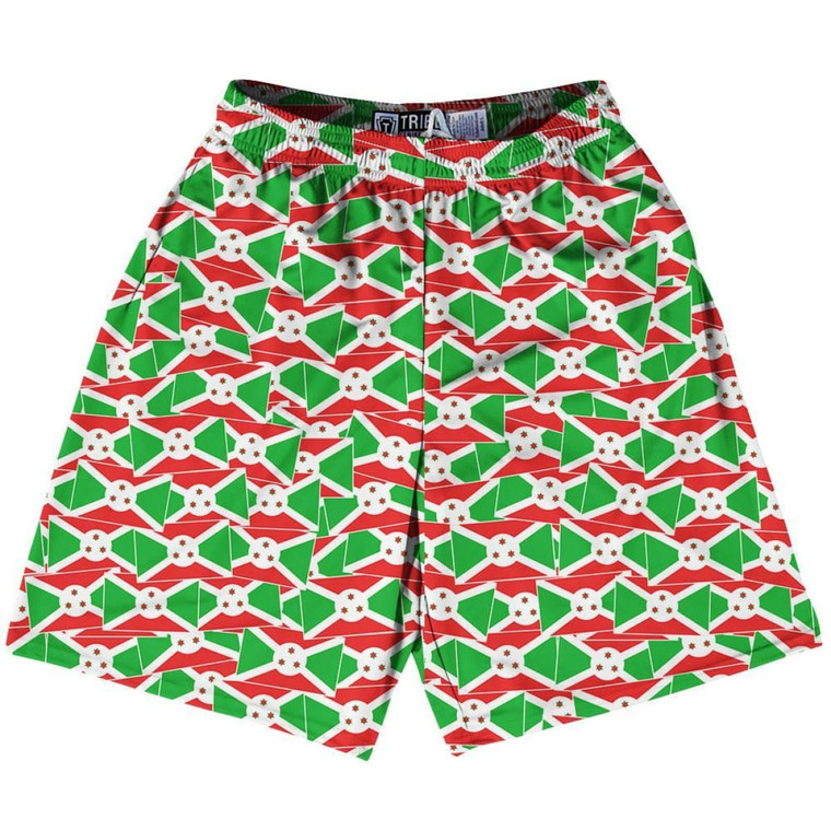 Tribe Burundi Party Flags Lacrosse Shorts Made in USA - Green