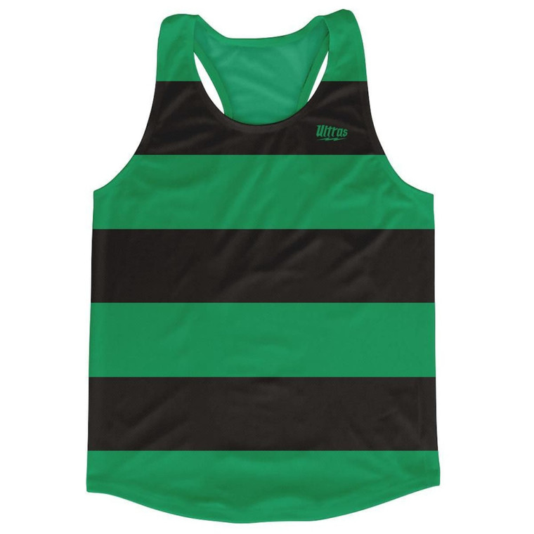 Kelly Green & Black Striped Running Tank Top Racerback Track and Cross Country Singlet Jersey Made In USA-Kelly Green & Black