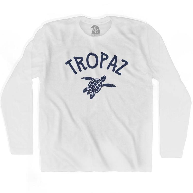 Tropaz Beach Sea Turtle Adult Cotton Long Sleeve T-shirt - White